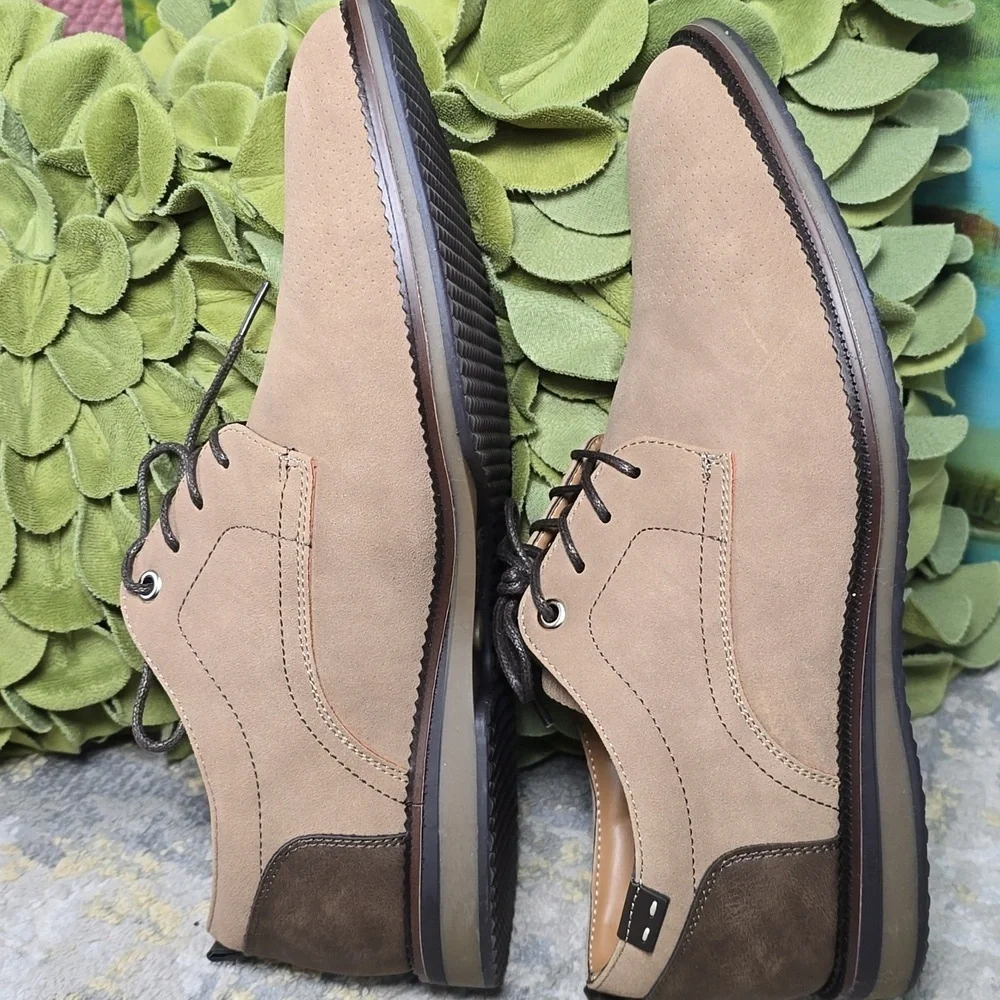 Madden Men's Heptor Taupe Faux Suede Dress Shoes Size 8